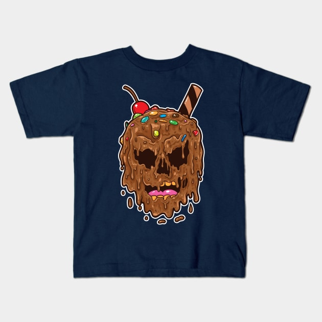 ice  cream skull melting Kids T-Shirt by Mako Design 